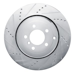 Land Rover Range Rover Brake Rotor (1) - Rear Left - R1 Concepts - Drilled & Slotted - Silver - `10-`12